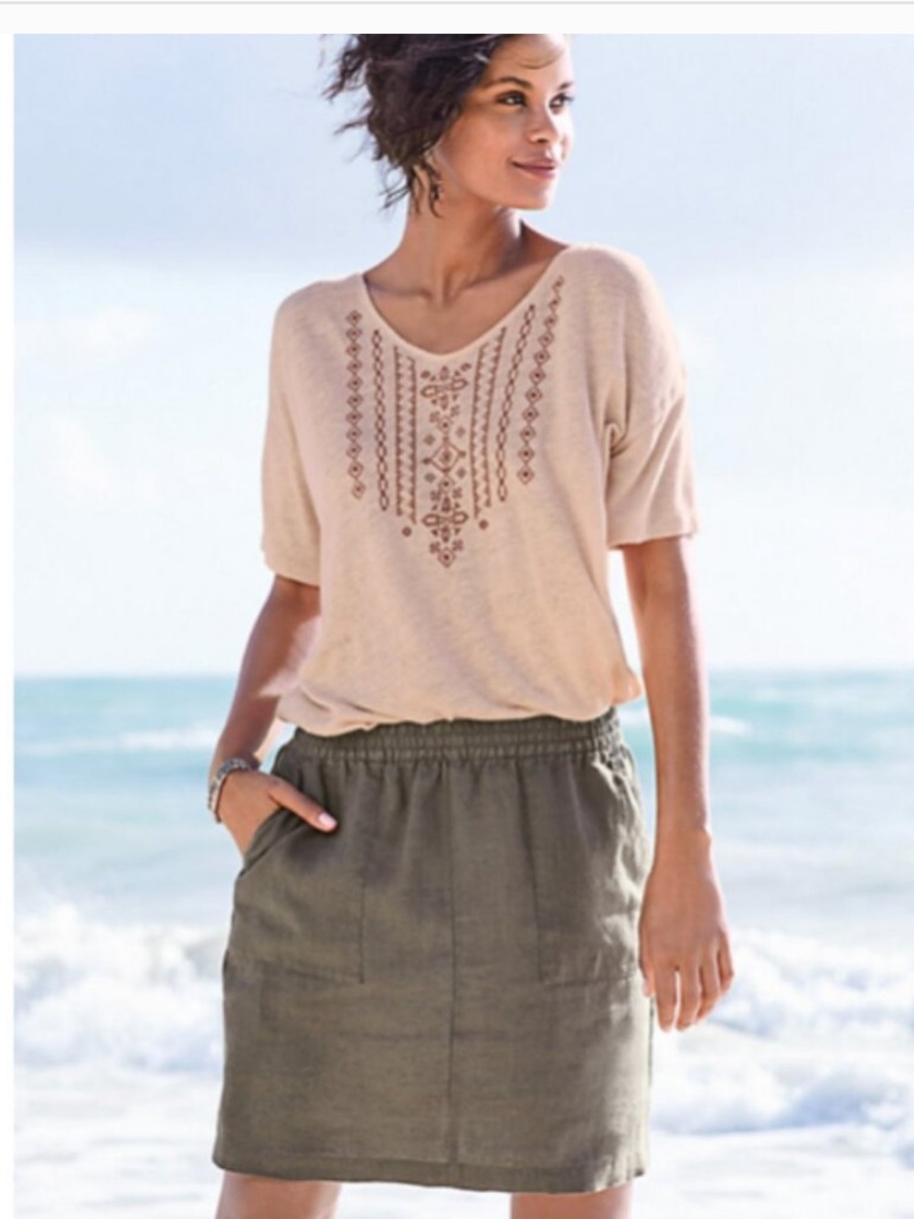 Garnet Hill essential pull on linen skirt
